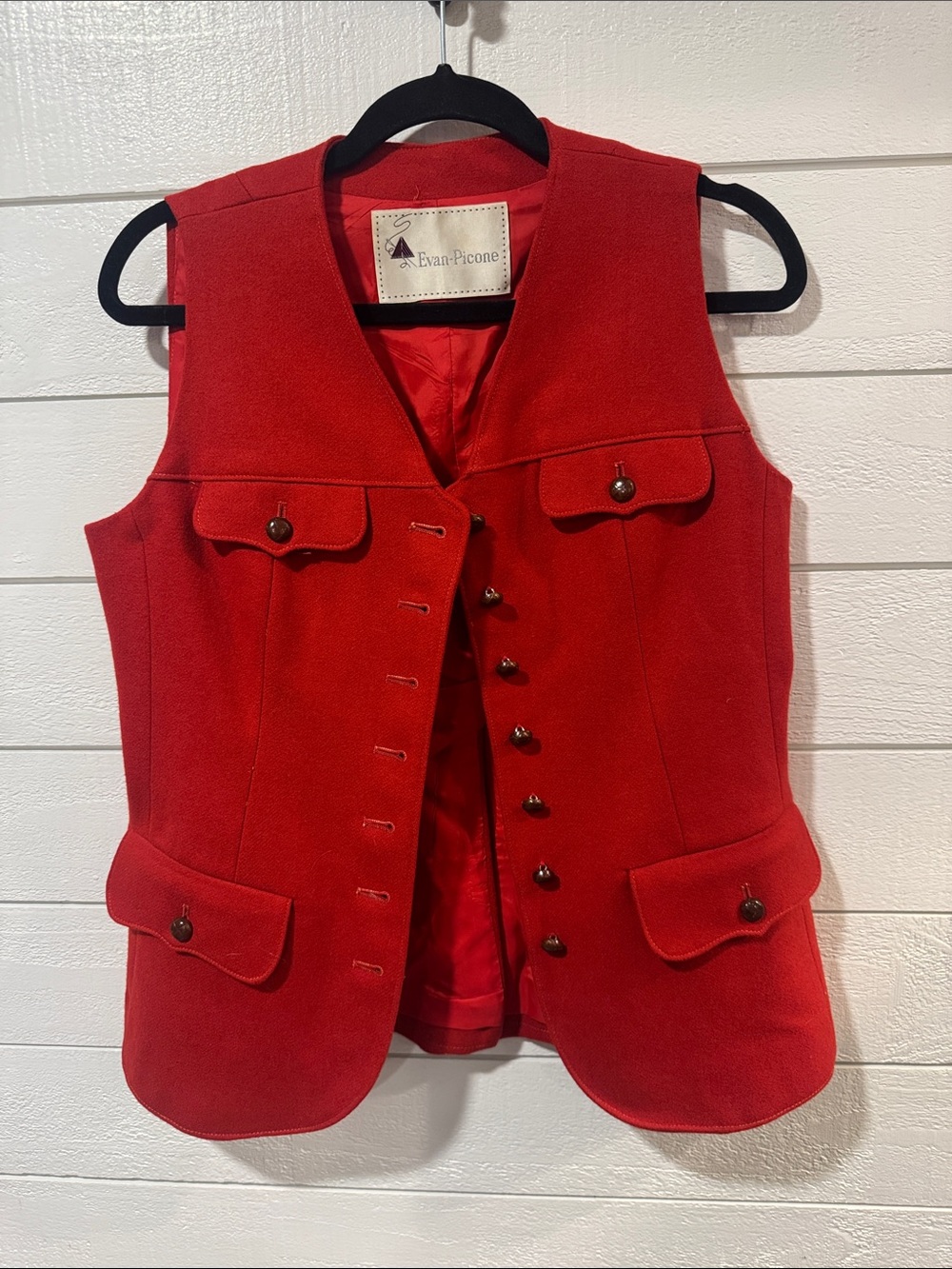 VINTAGE Evan Picone Women's Red Wool Vest- union tag- 12